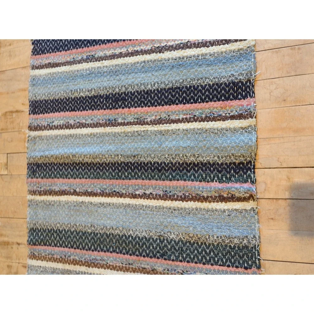 Antique Imported Swedish‎ Hand Made Rag Rug Runner (22.5